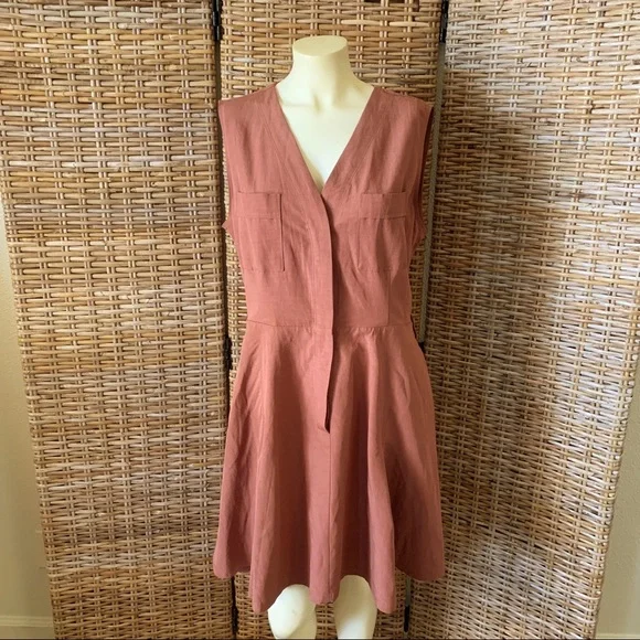 Club Monaco Day To Night Linen Mini Dress Size 12 - Picture 8 of 9